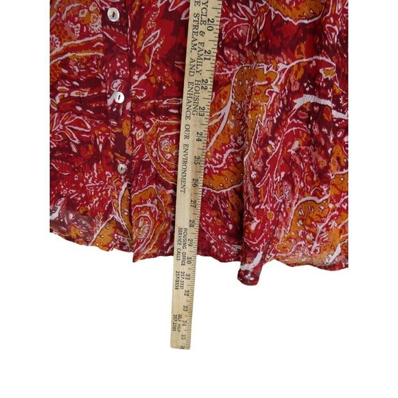 Soft Surroundings Womens 2X Red Paisley Cheyla Tunic Button Top‎ Blouse Sheer - Picture 7 of 8